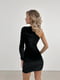 Чорна оксамитова міні-сукня по фігурі на одне плече | 6679137 | фото 3