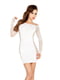 Белое эротическое платье-футляр с сеткой и длинным рукаво | 6673508