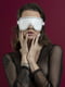 Маска на очі з заклепками Blindfold Mask, натуральна шкіра, біла | 6674330