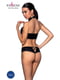 Комплект з екошкіри Nancy Bikini: бра та трусики з імітацією шнуровки | 6676044 | фото 2