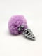 Металева анальна пробка Кролячий хвостик Fluffly Twist Plug M Purple | 6676518 | фото 2