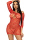 Червона сукня-сітка з сердечками, відкритими плечами та зав’язками Heart net mini dress one size | 6678447 | фото 3