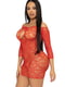 Червона сукня-сітка з сердечками, відкритими плечами та зав’язками Heart net mini dress one size | 6678447 | фото 4