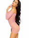 Рожева сукня-сітка з сердечками, зав'язками та відкритими плечами Heart net mini dress Pink (one size) | 6678518 | фото 3