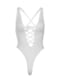 Мереживне боді Floral lace thong teddy White, шнурівка на грудях, one size | 6678521 | фото 8