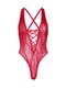 Мереживне боді Floral lace thong teddy Red, шнурівка на грудях, one size | 6678522 | фото 4
