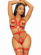 Набір: портупея-тедді з ременів Studded O-ring harness teddy L червоний з екошкіри | 6678602 | фото 3