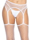 Панчохи-сітка Net stockings with garter belt One size White, пояс, підв`язки | 6678618 | фото 5