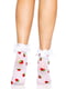 Шкарпетки жіночі з полуничним принтом та мереживними манжетами Strawberry ruffle top anklets One size | 6678623 | фото 3