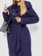 Пальто фиолетовое с капюшоном на поясе | 6679567 | фото 3