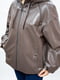 Куртка шкіряна коричнева з капюшоном | 6679771 | фото 4