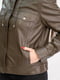 Куртка шкіряна кольору хакі | 6679779 | фото 3
