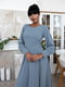 Платье-миди серо-голубое с декором | 6679638 | фото 2