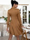 Платье-рубашка разклешенное коричневое | 6679643 | фото 3
