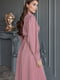 Сукня А-силуету з ґудзиками та пояском рожева | 6679648 | фото 2