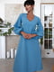 Сукня-футляр із об'ємними рукавами блакитна | 6679656 | фото 2