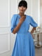Платье А-силуэта на пуговицах голубое | 6679660 | фото 2