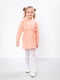 Сукня персикового кольору з написом-принтом та начосом | 6683326