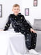 Махрова чорна піжама-комбінезон з принтом | 6683430 | фото 2