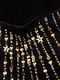 Чорне коротке плаття на тонких бретелях з глибоким вирізом та золотим декором | 6683480 | фото 4