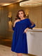Блискуча синя сукня А-силуету із мереживом | 6684083