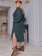 Ангорова довга сукня смарагдового кольору з коміром-хомутом | 6684469 | фото 4