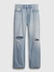 Блакитні джинси з рваними деталями | 6685299 | фото 3
