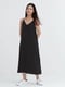 Платье-миди в бельевом стиле черное с регулируемыми бретелями | 6685347 | фото 2