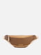Поясная сумка коричневого цвета с фирменным принтом и цепочкой | 6685370 | фото 2