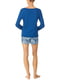 Пижама синего цвета: лонгслив и шорты в принт | 6685452 | фото 2