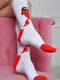 Носки высокие белые с красным принтом | 6685713