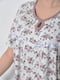 Ночная рубашка полубатальная белого цвета с цветочным принтом | 6686184 | фото 4