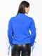Синий ангоровый джемпер с фактурным узором и шнуровками на рукавах | 6686577 | фото 3