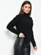 Однотонний светр чорного кольору з фактурним візерунком | 6686582 | фото 2