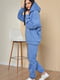 Блакитний костюм на флісі: оверсайз худі з написом і джоггери | 6686650 | фото 2