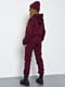 Бордовий костюм-трійка на флісі: худі, джогери та шапка | 6686726 | фото 3