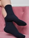 Шкарпетки з верблюжою вовною та ослабленою резинкою темно-сині | 6687570 | фото 2