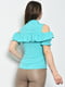 Блуза однотонна бірюзового кольору | 6687877 | фото 3