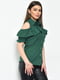 Блуза однотонна темно-зеленого кольору | 6687878 | фото 2