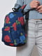 Рюкзак темно-синього кольору в квітковий принт | 6688479 | фото 2