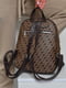 Рюкзак коричневого цвета с принтом | 6688498 | фото 3