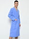 Махровий блакитний халат з поясом | 6688639 | фото 2