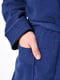 Махровий темно-синій халат з поясом | 6688640 | фото 4