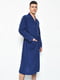 Махровий темно-синій халат з поясом | 6688640 | фото 2