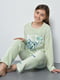 Пижама для подростка плюшевая салатового цвета | 6688673