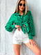 Блуза с леопардовим принтом зеленого цвета | 6694381 | фото 2