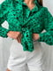 Блуза с леопардовим принтом зеленого цвета | 6694381 | фото 4