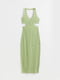 Облягаюча зелена сукня з коміром-халтером | 6697206