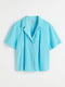 Укороченная махровая рубашка голубого цвета | 6697331