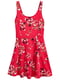 Расклешенное красное платье в цветочный принт | 6697352 | фото 2